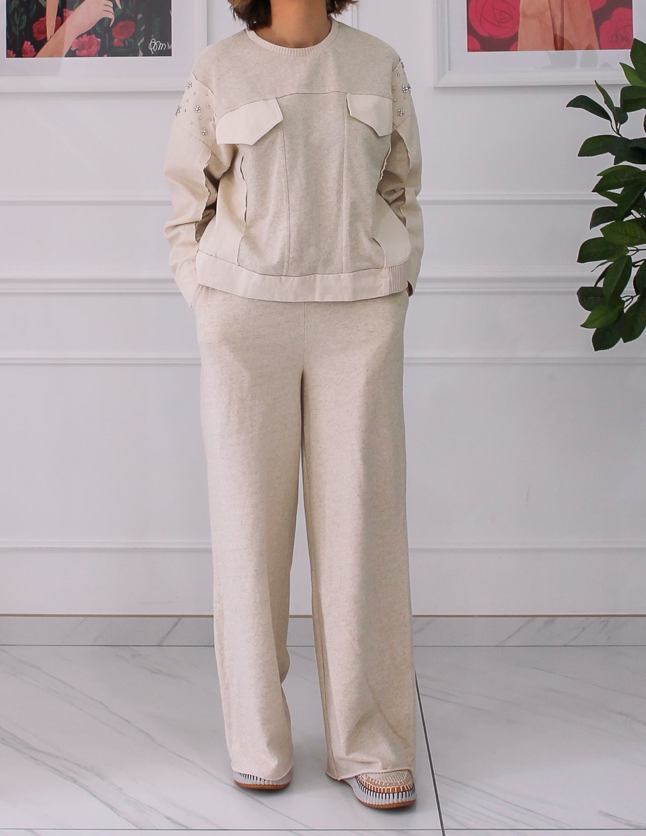 Ensemble chic et décontracté beige