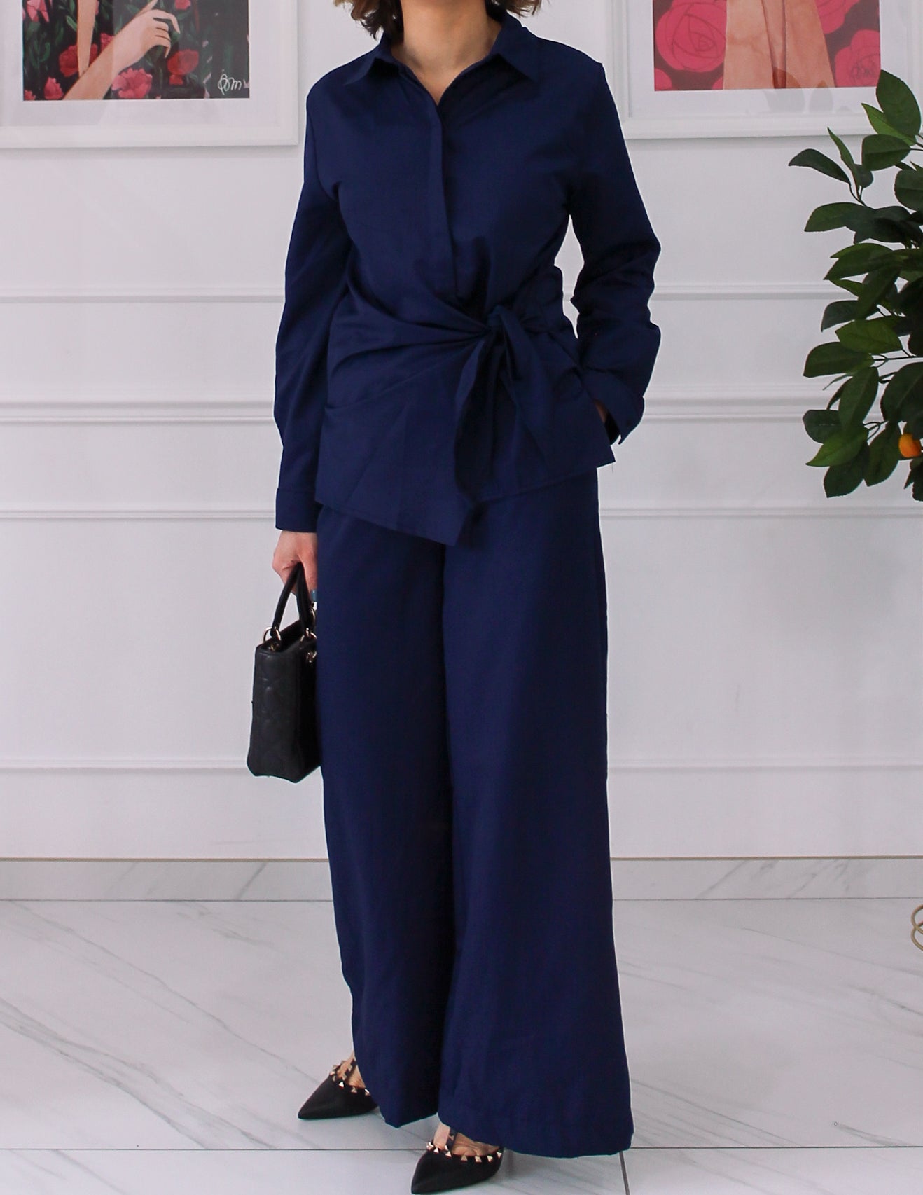 Ensemble pantalon chemise bleu