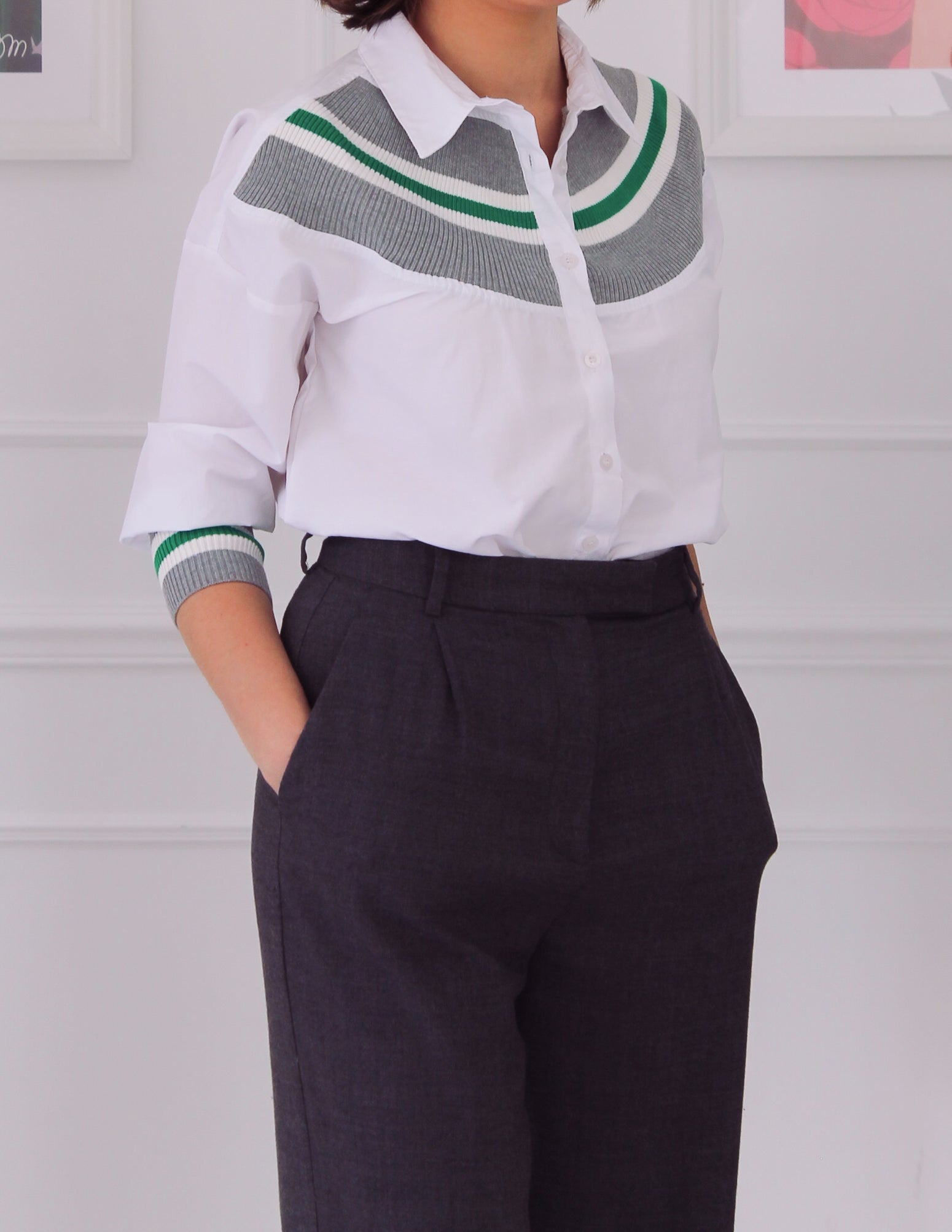 Chemise blanche bi-matière