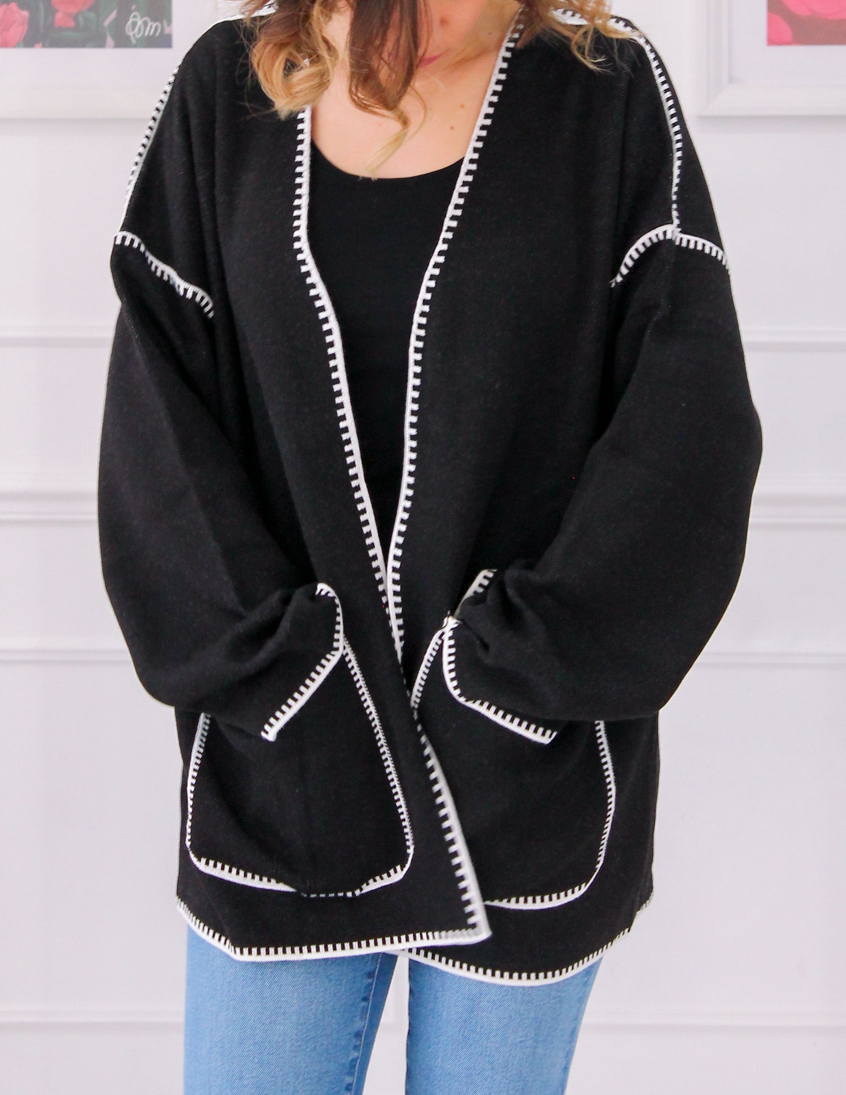 Gilet à motifs surpiqués