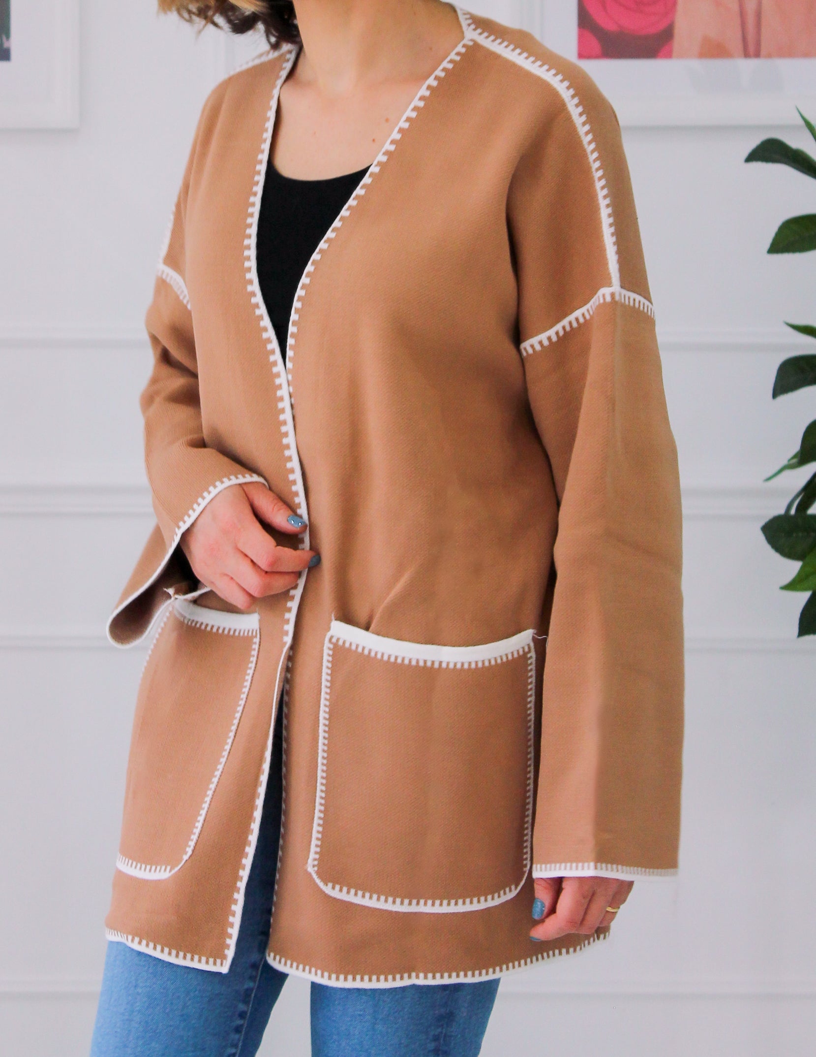 Topstitched patterned vest