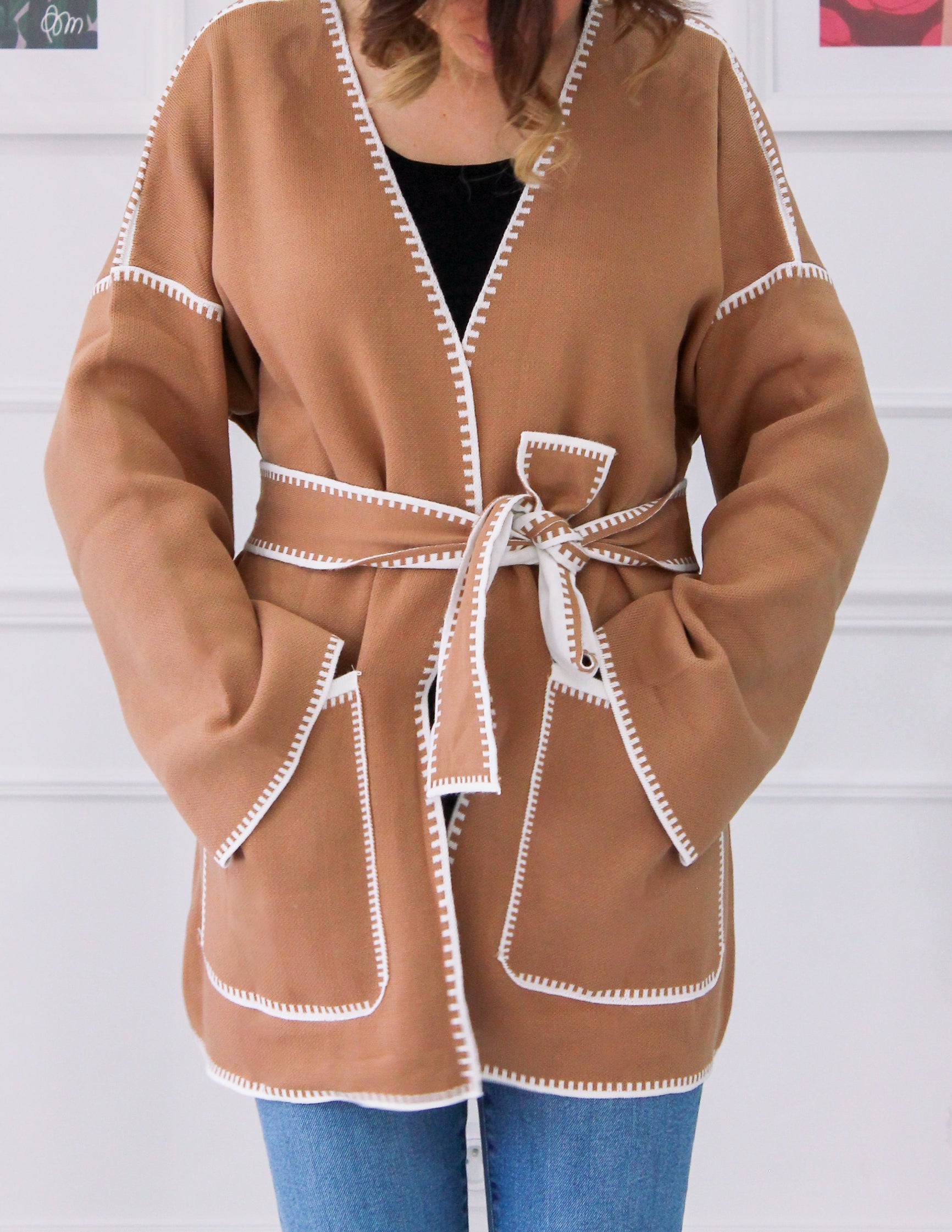 Topstitched patterned vest