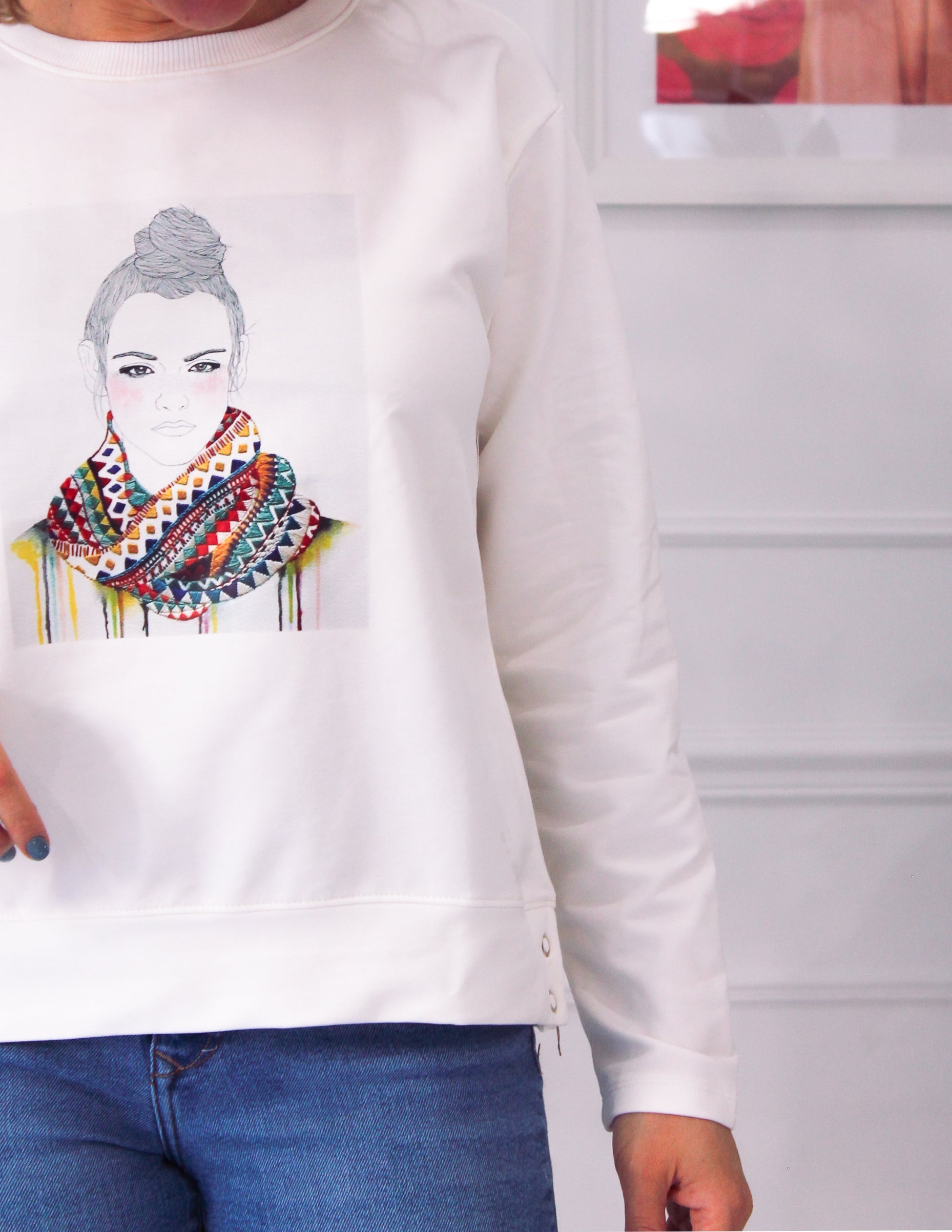 Pull blanc à impression