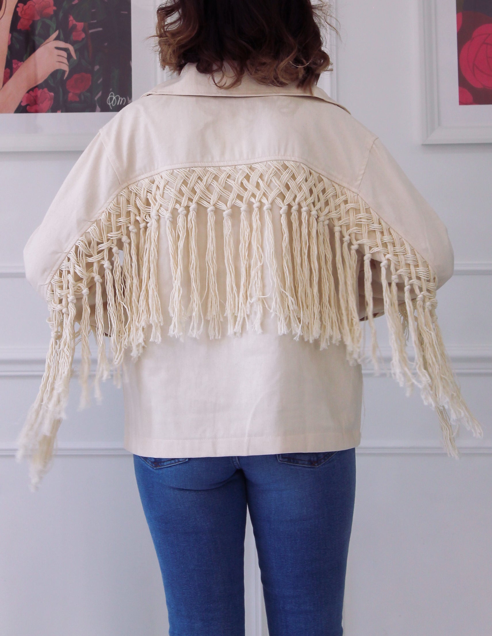 Veste à franges beige