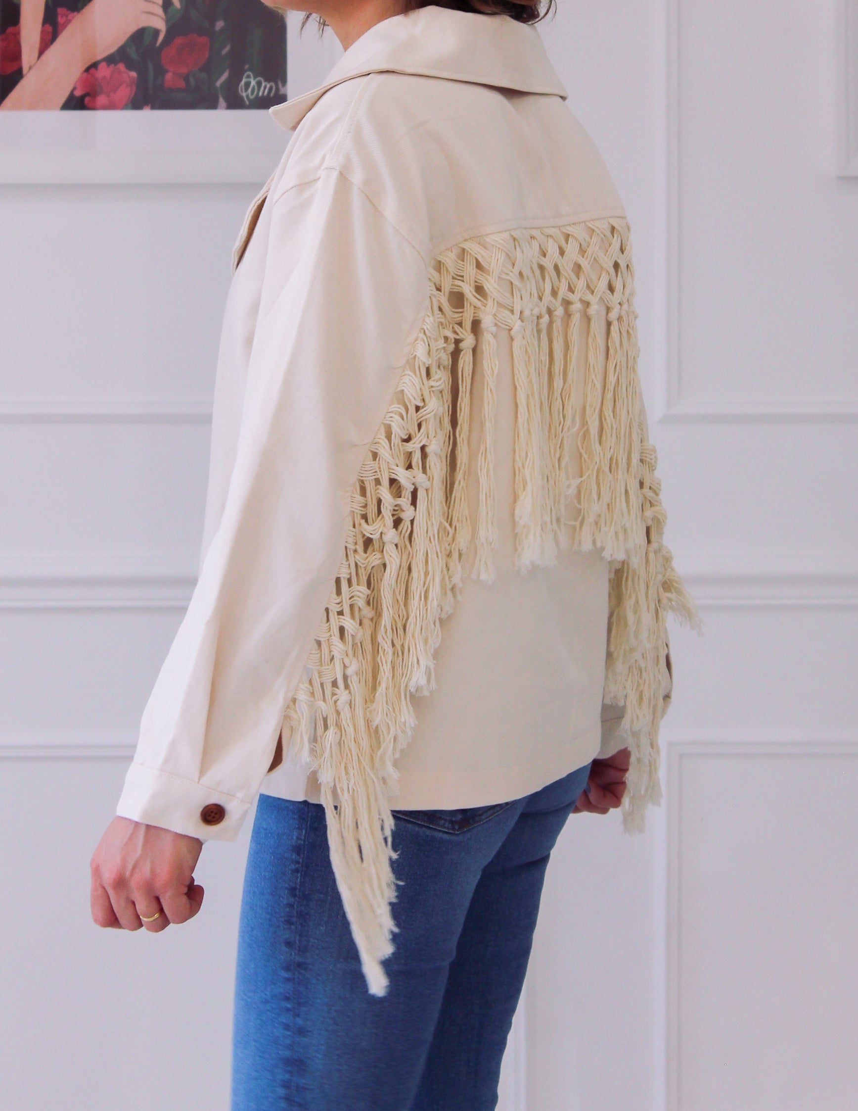 Beige fringed jacket