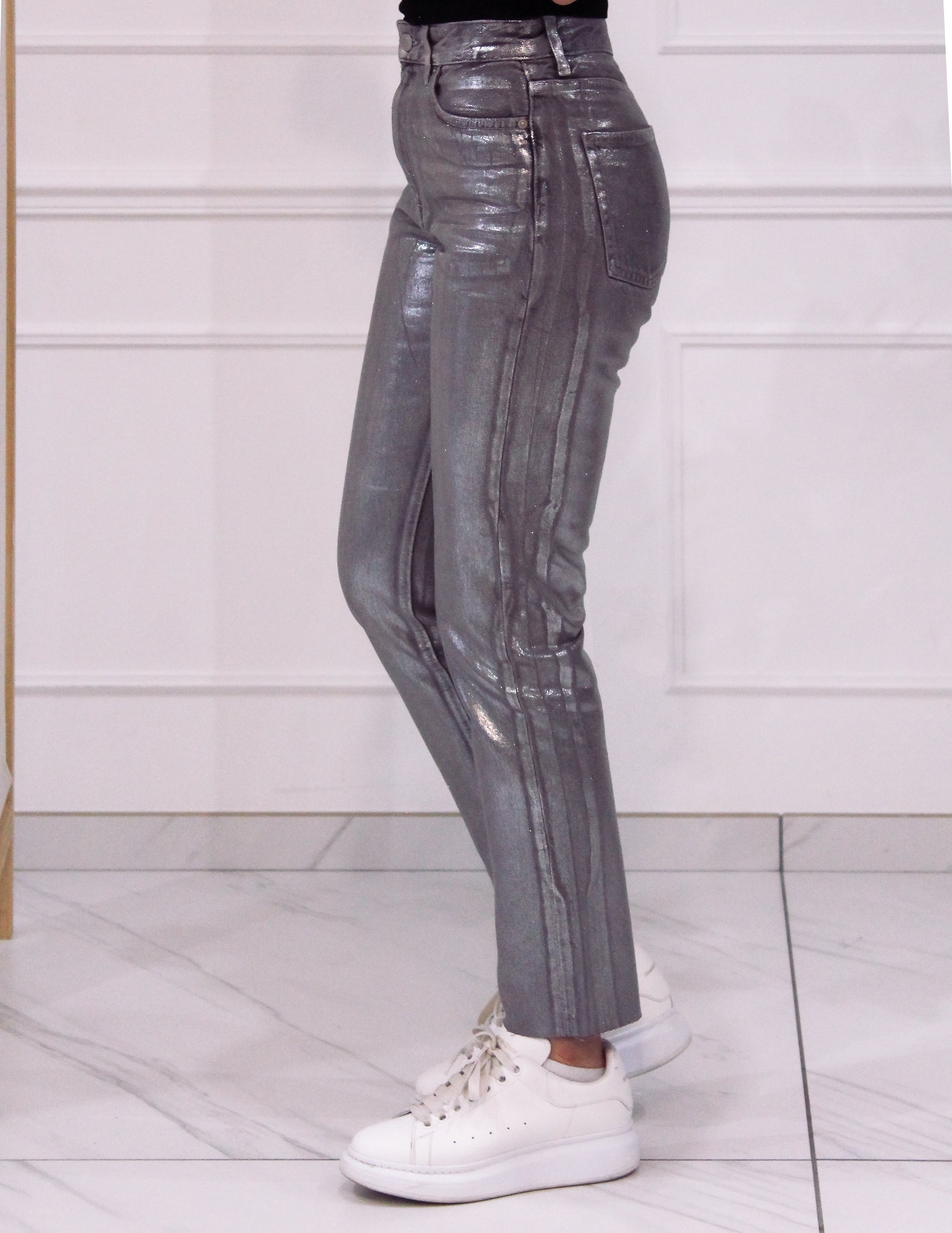 Jeans gris à paillettes