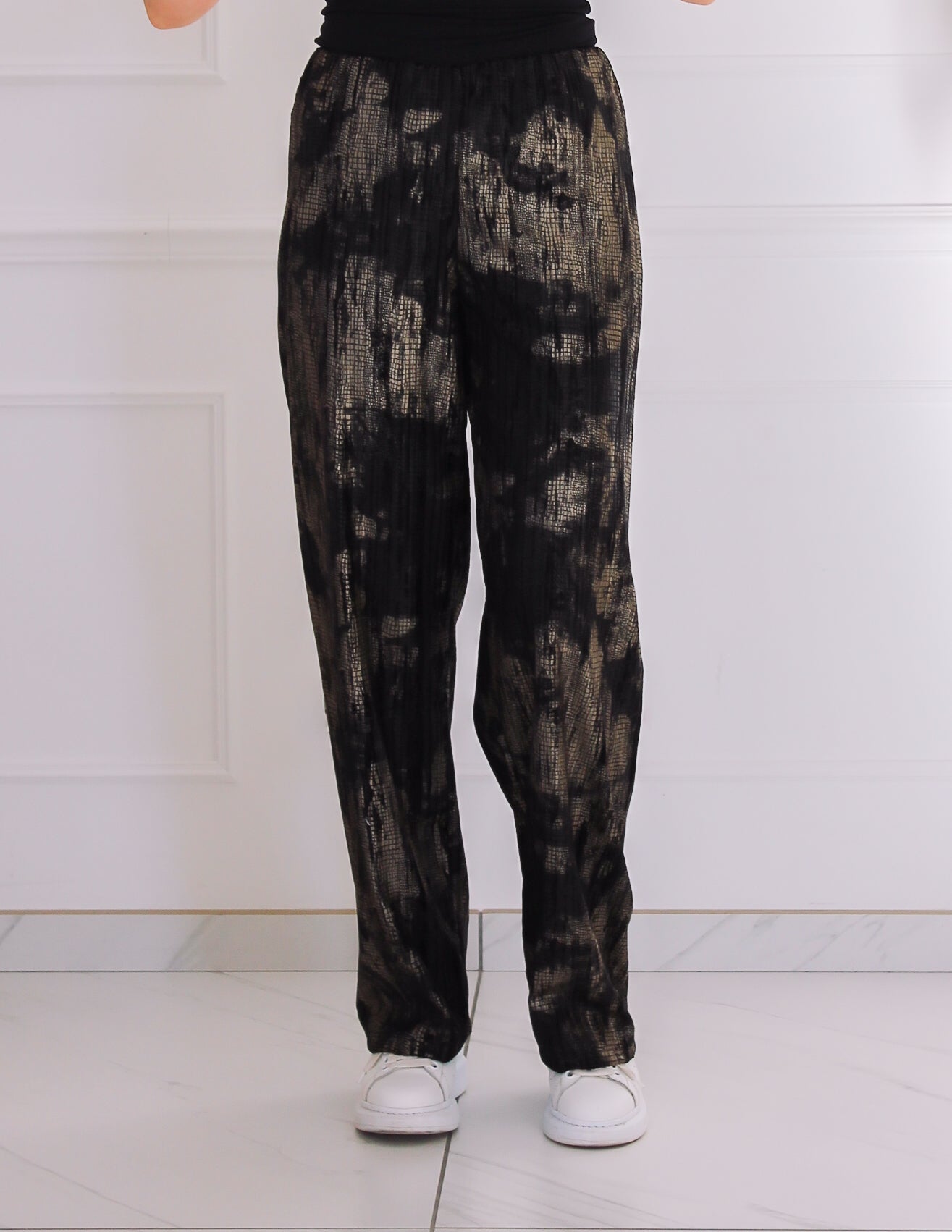 Black pants with gold touches
