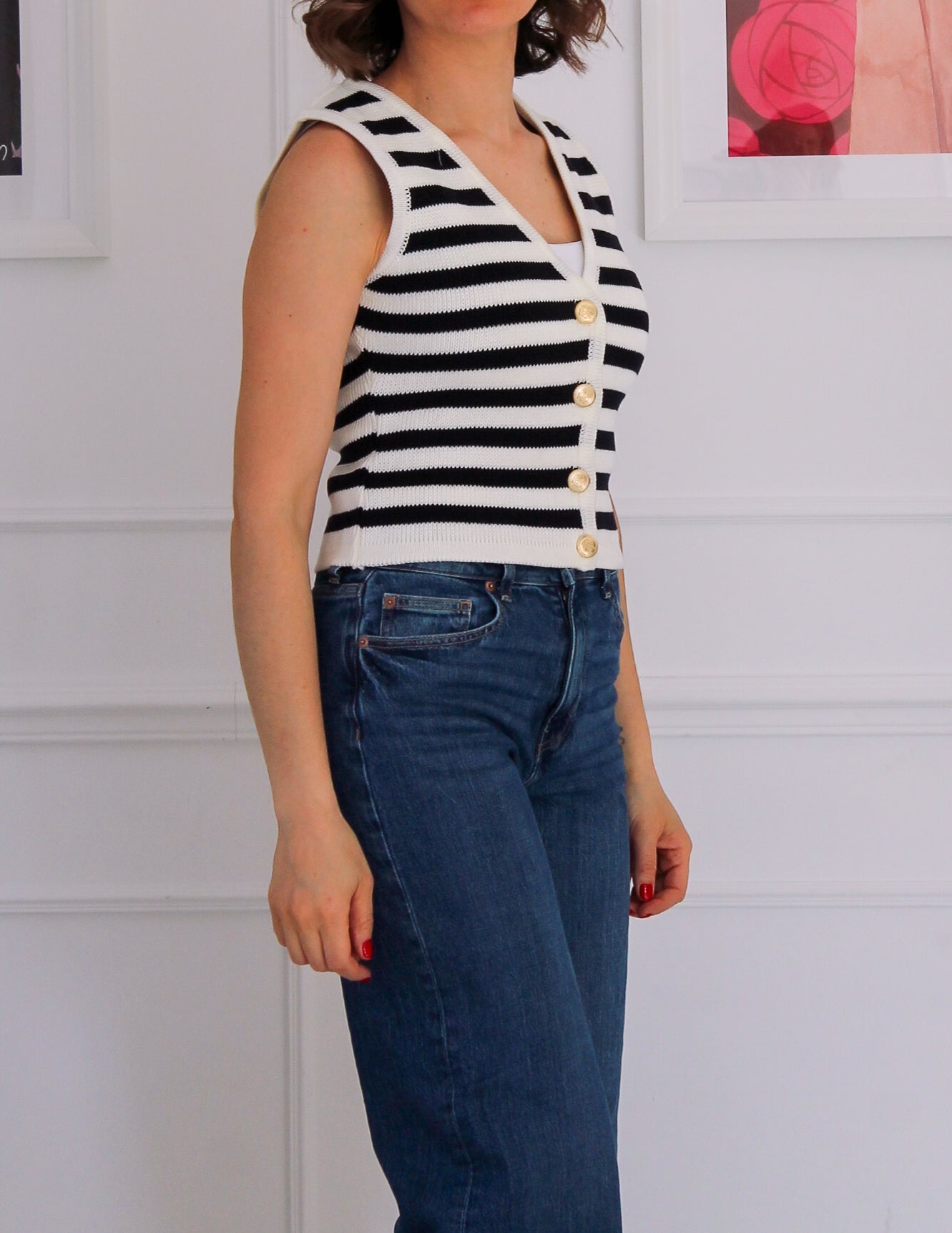 Haut sans manches effet marinière