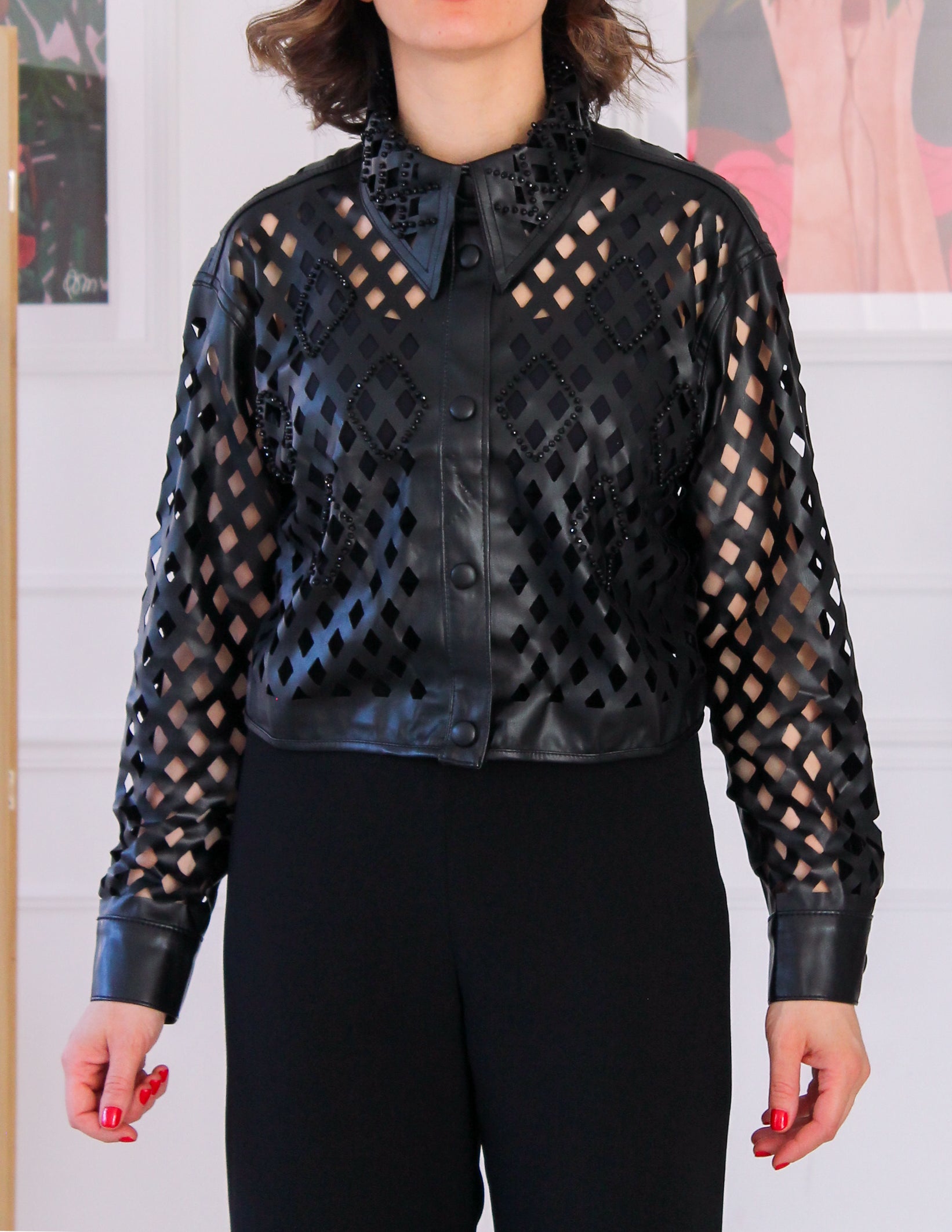 Chemise similicuir noir