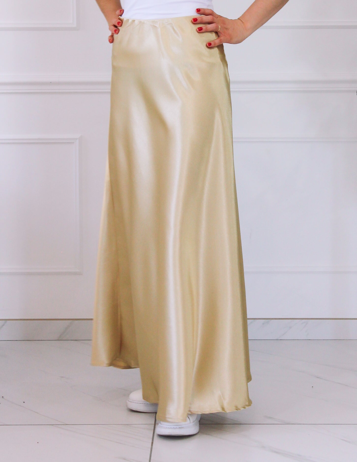 Long satin skirt