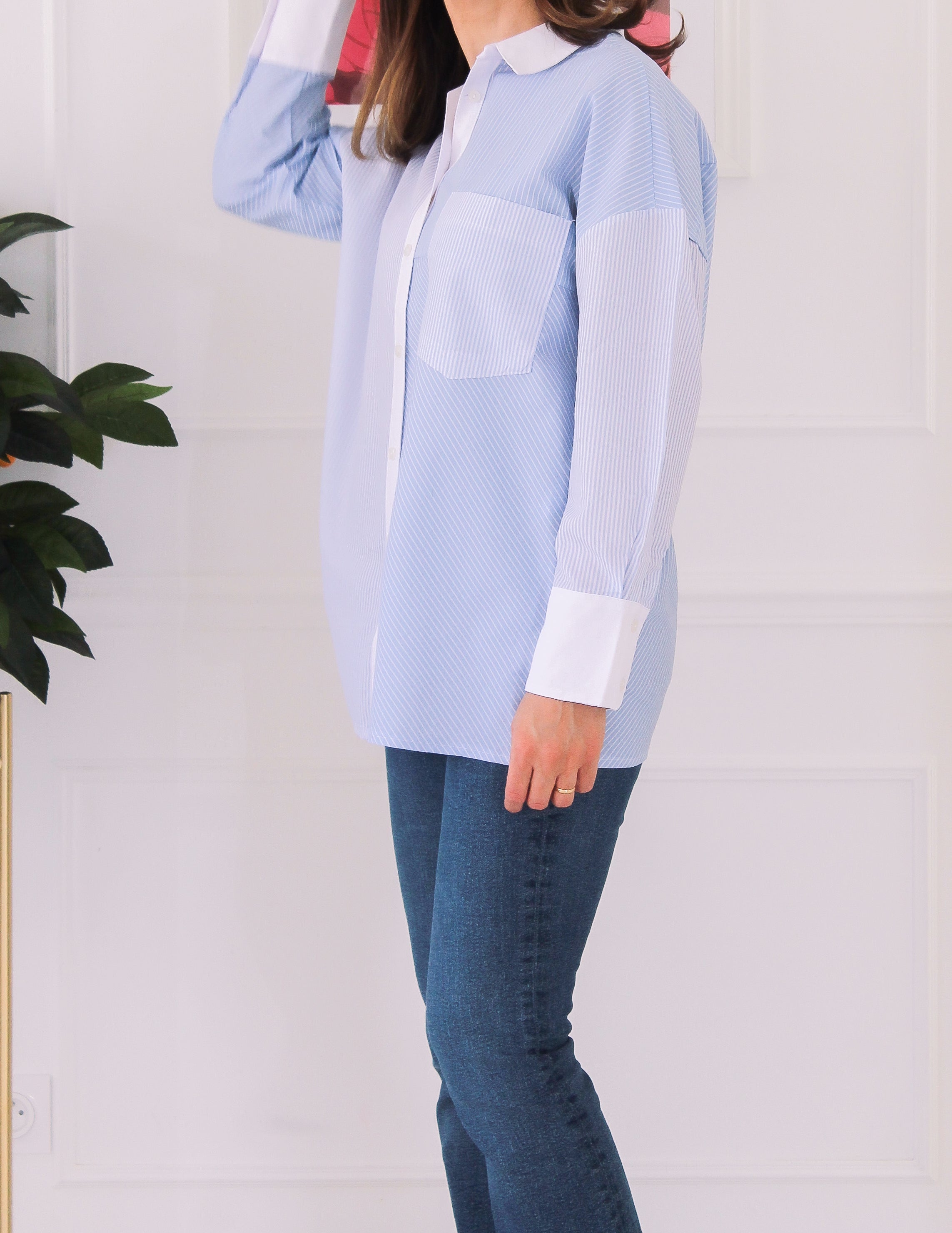 Chemise en deux tons de bleu