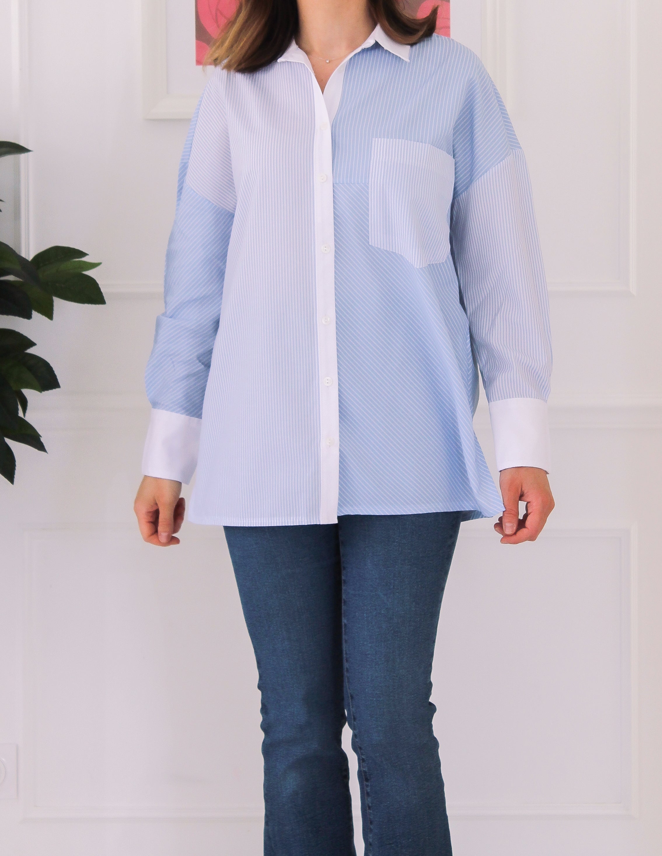 Chemise en deux tons de bleu