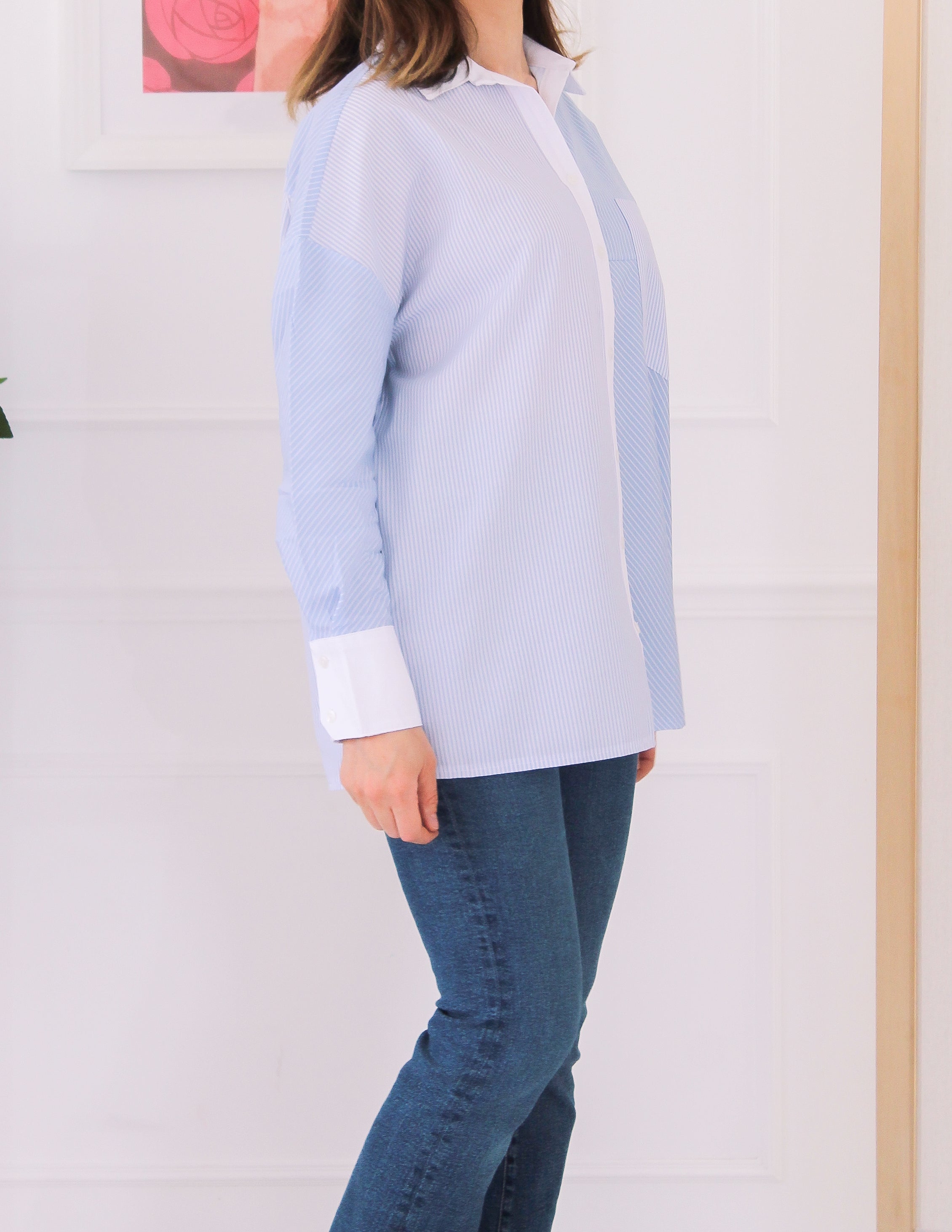 Chemise en deux tons de bleu