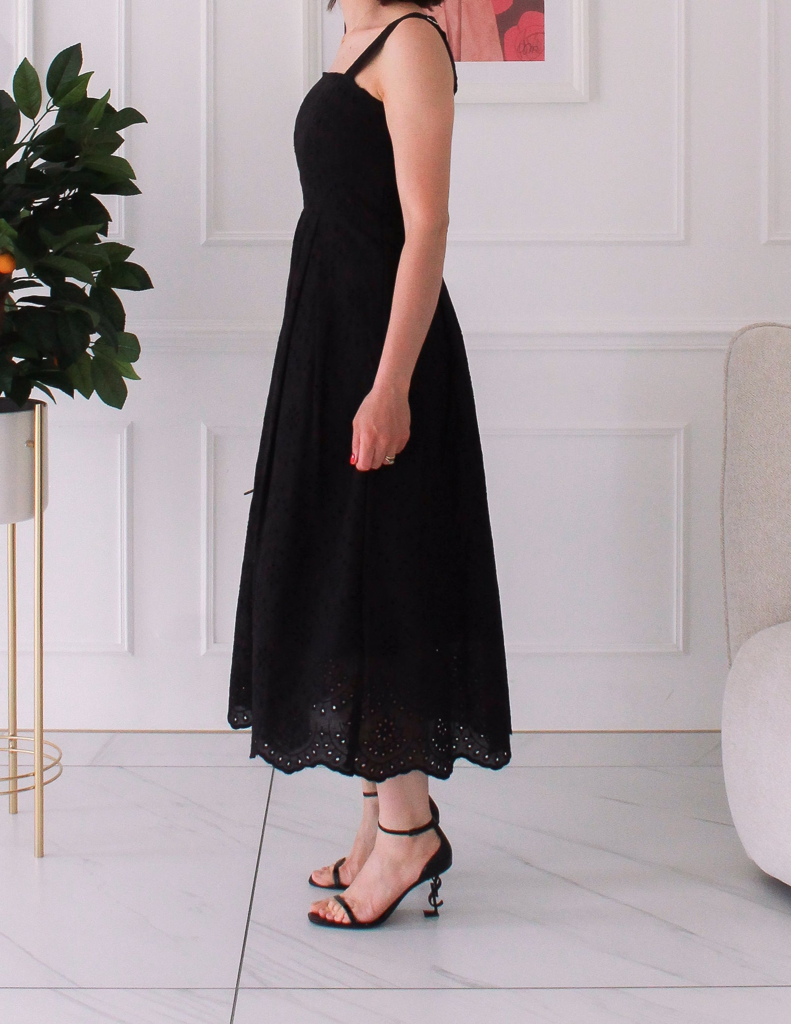 Robe noir en coton surpiquée