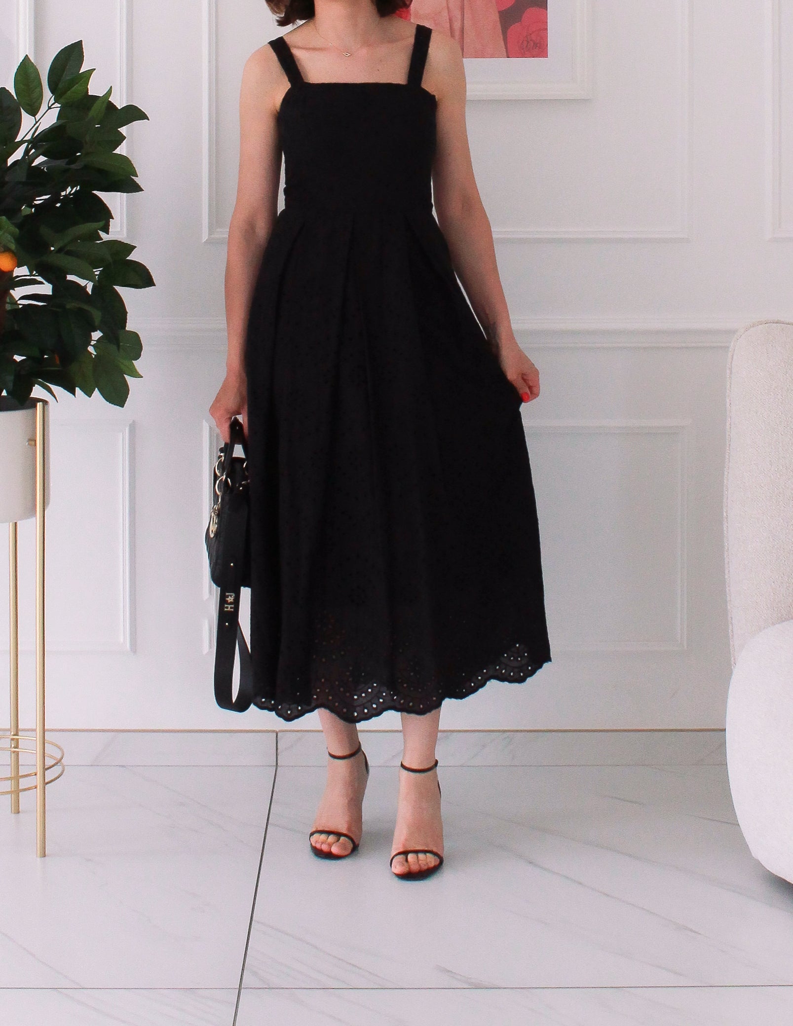 Robe noir en coton surpiquée