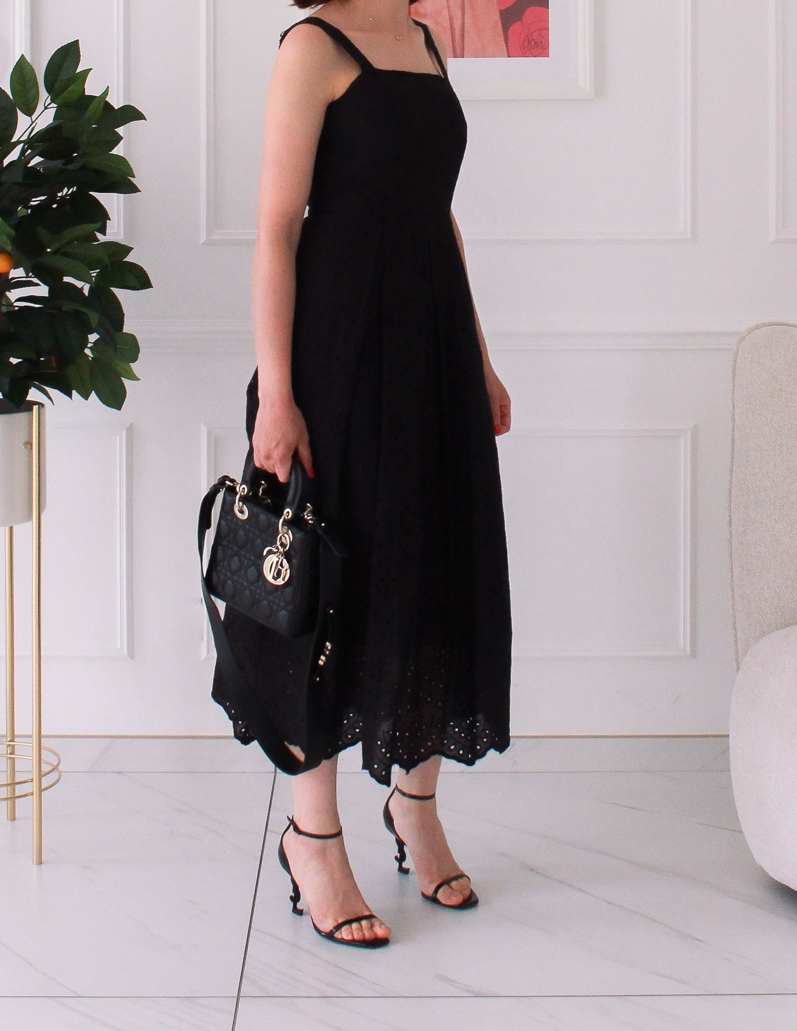 Robe noir en coton surpiquée