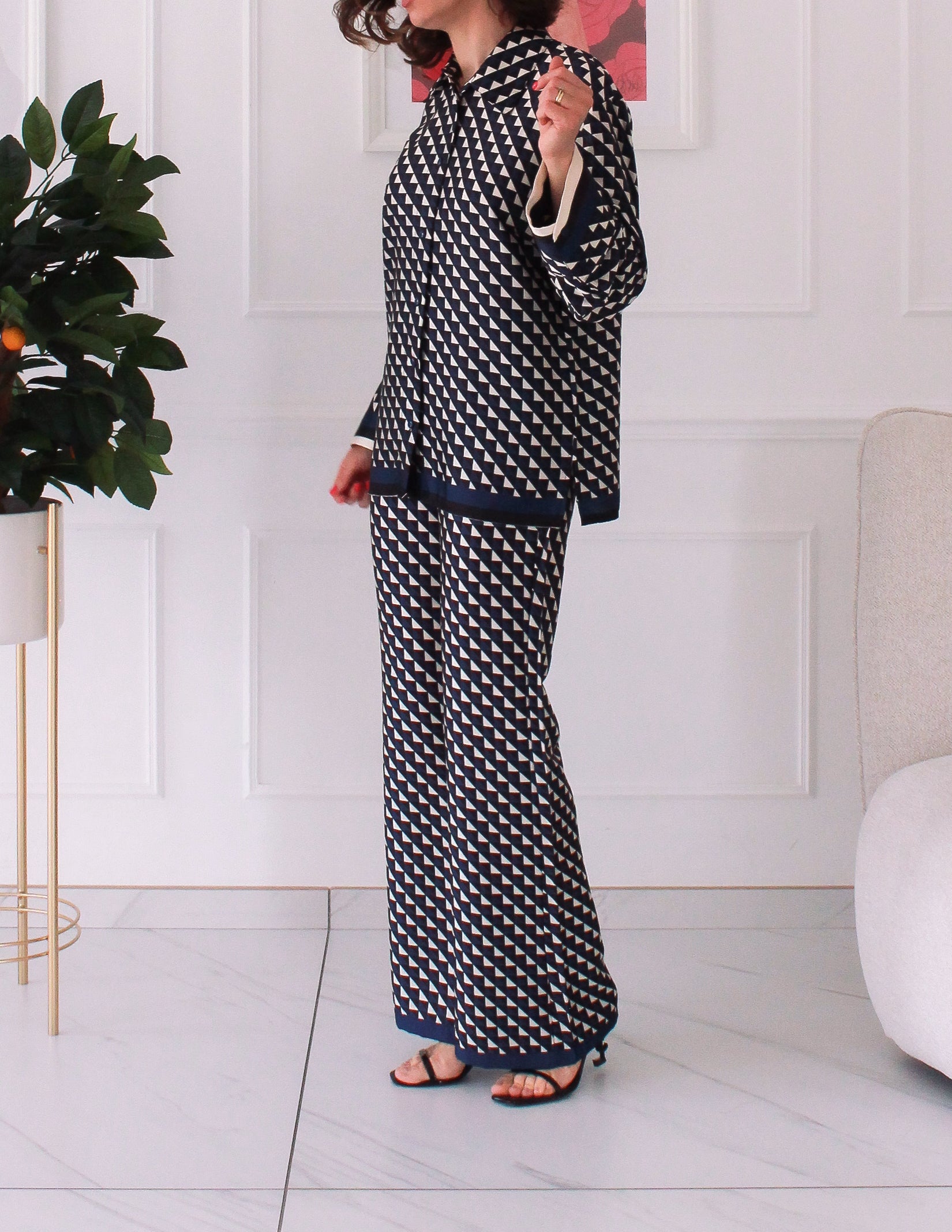 Ensemble pantalon et chemise satiné