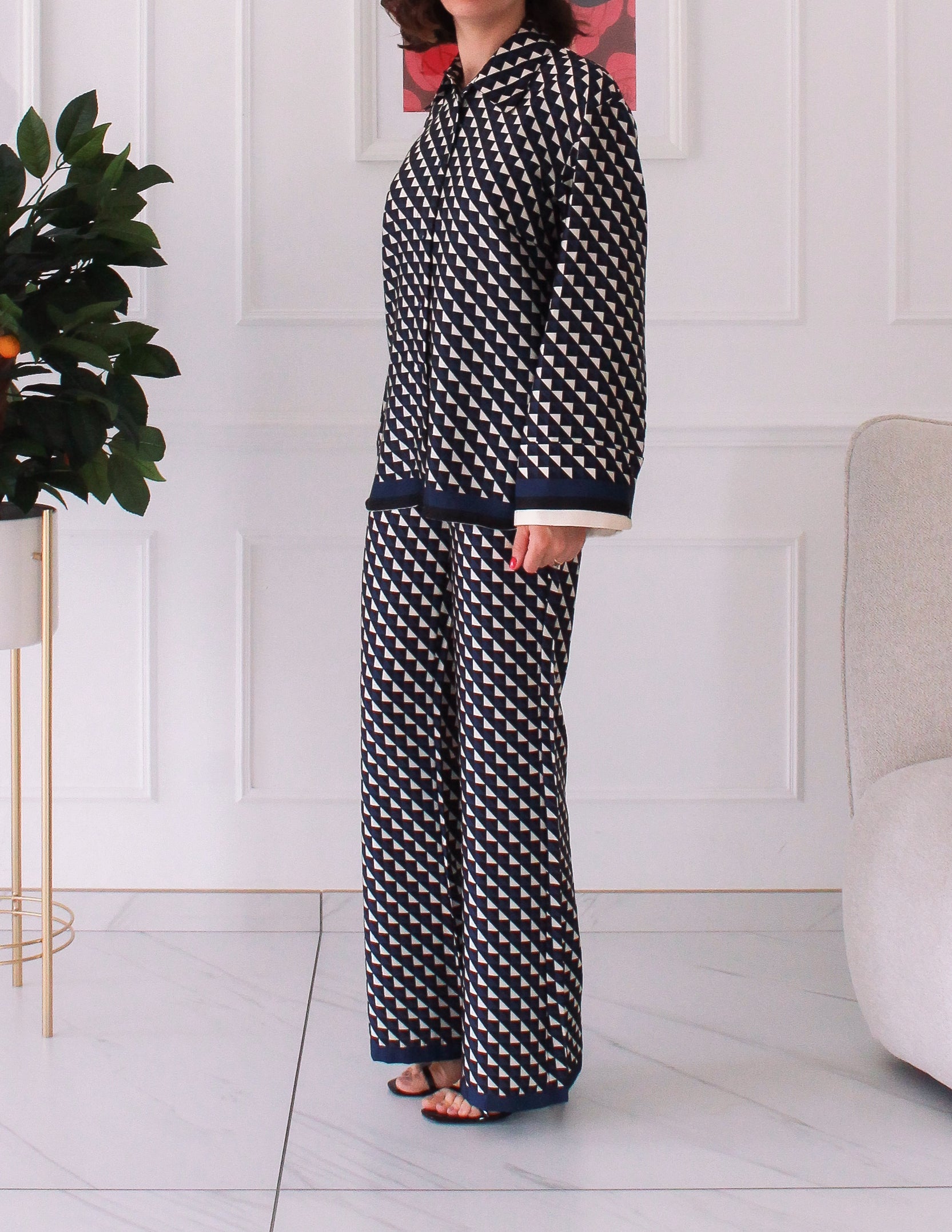 Ensemble pantalon et chemise satiné