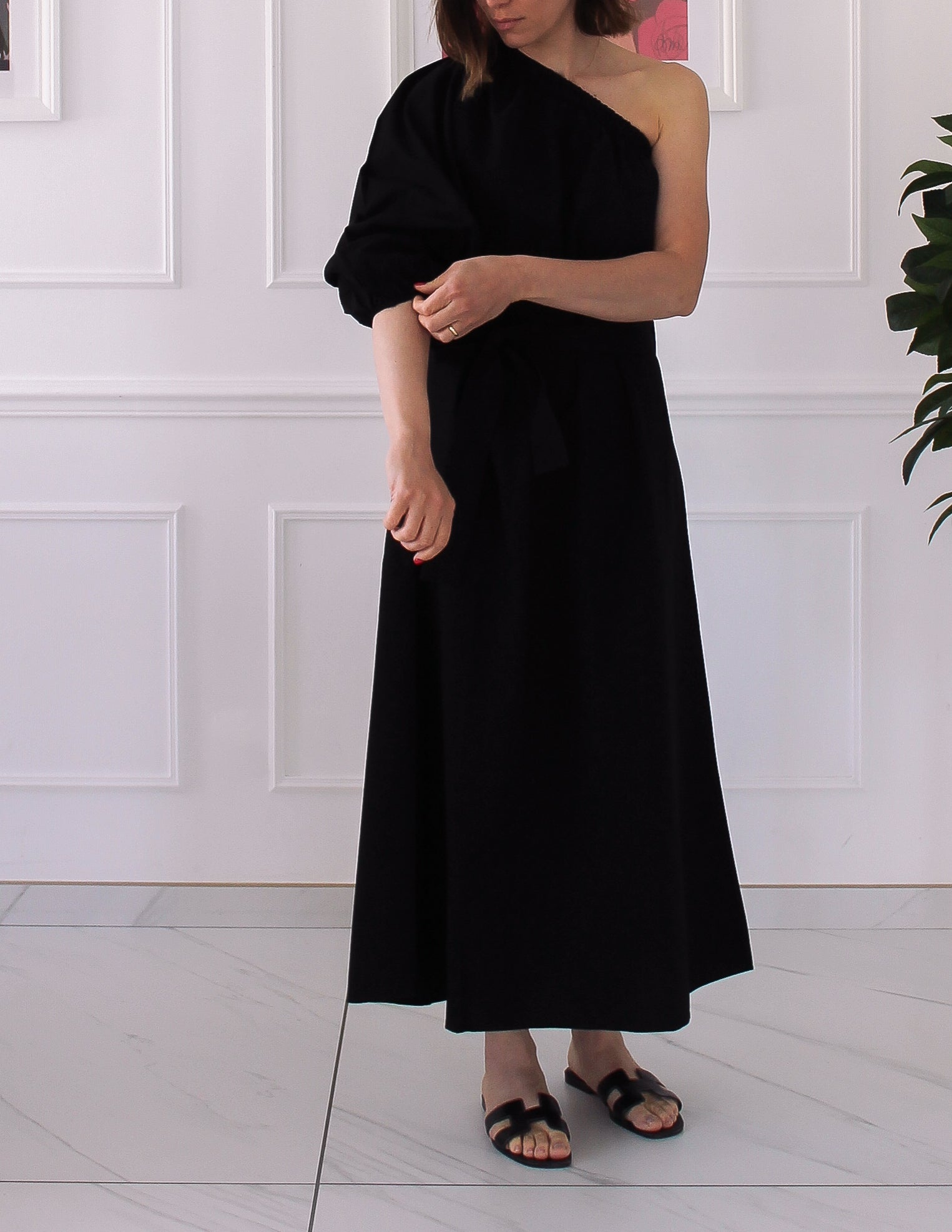 Robe manche asymétrique noir