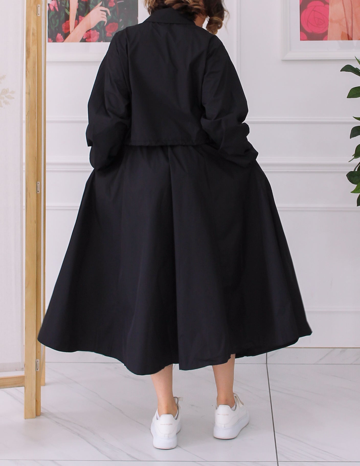Black loose skirt jacket set