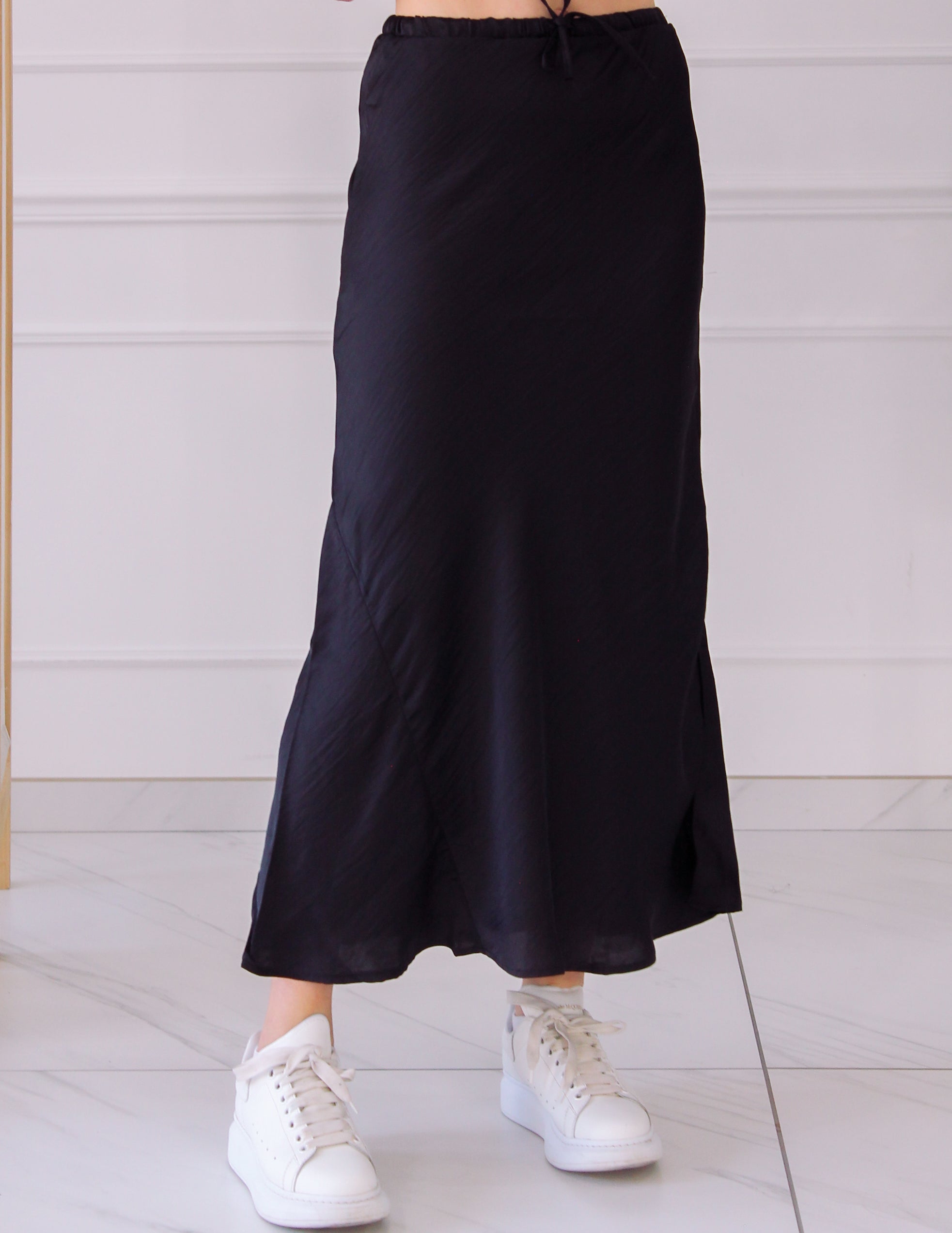 Asymmetrical satin skirt
