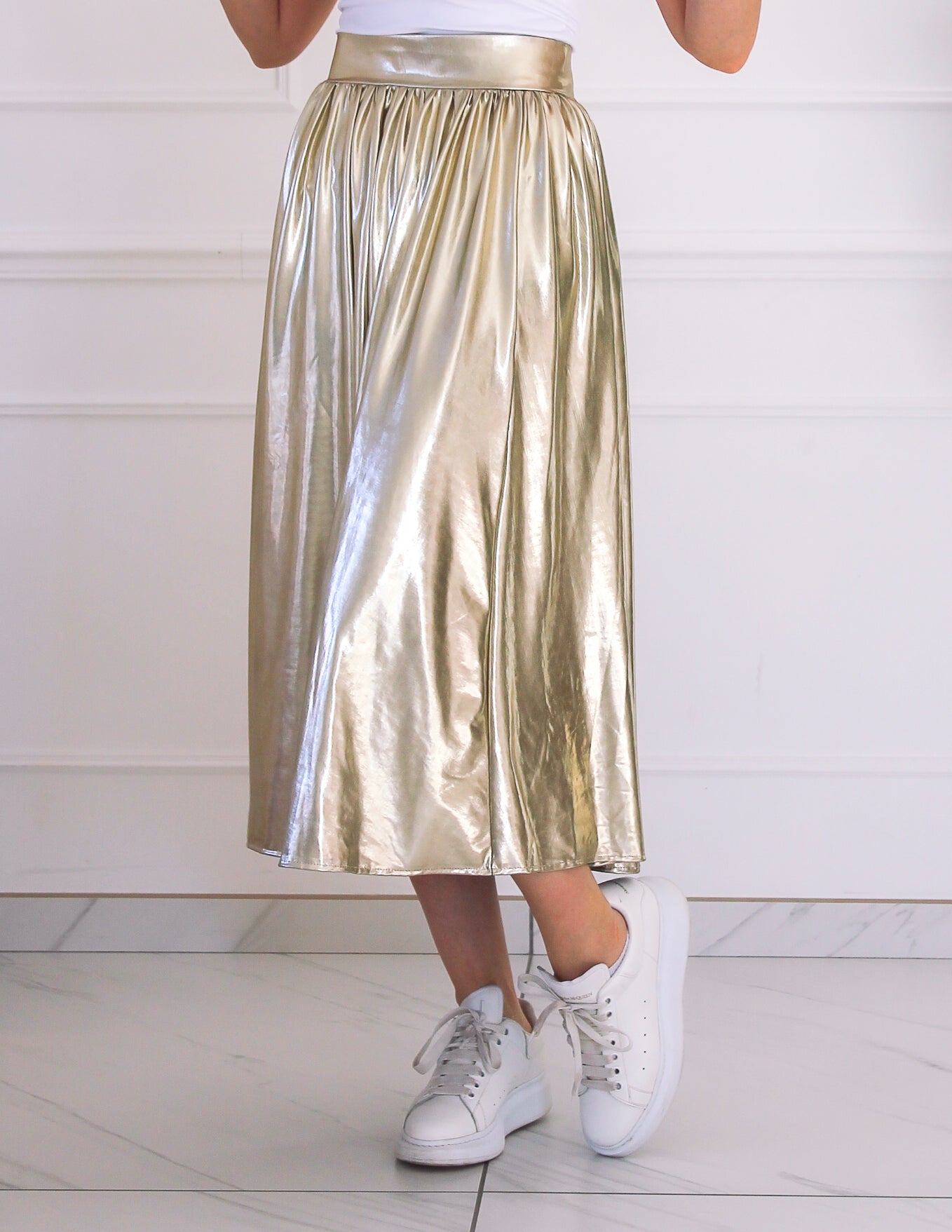 Long golden skirt