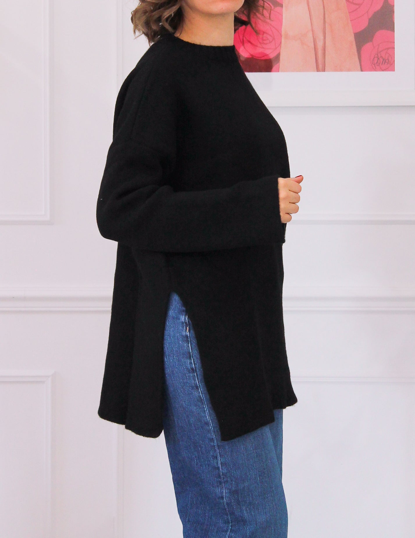 Long sweater with slit