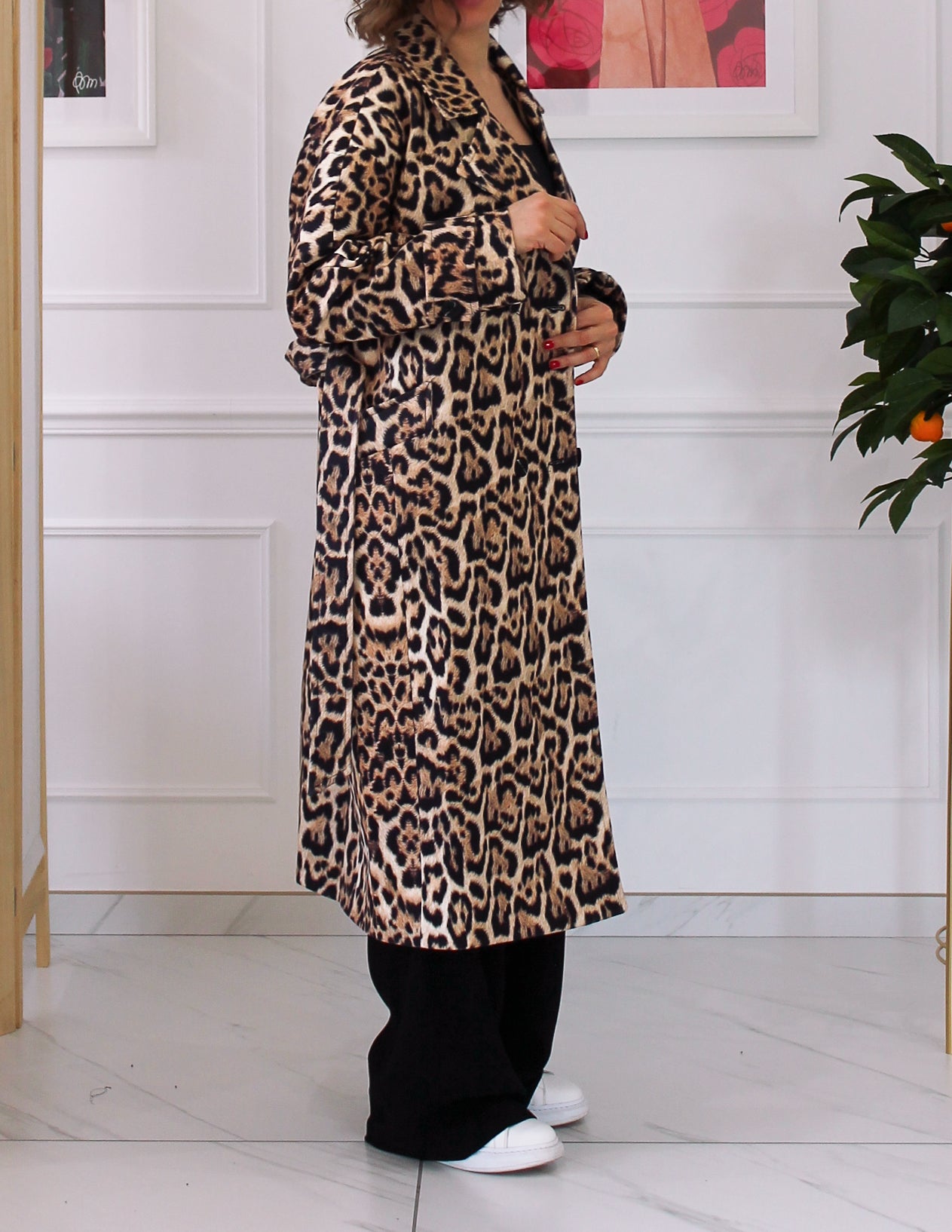 Long leopard coat