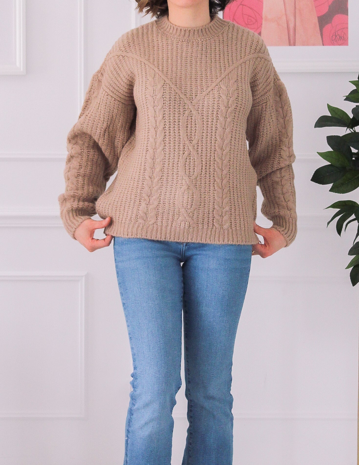 Beige knitted sweater