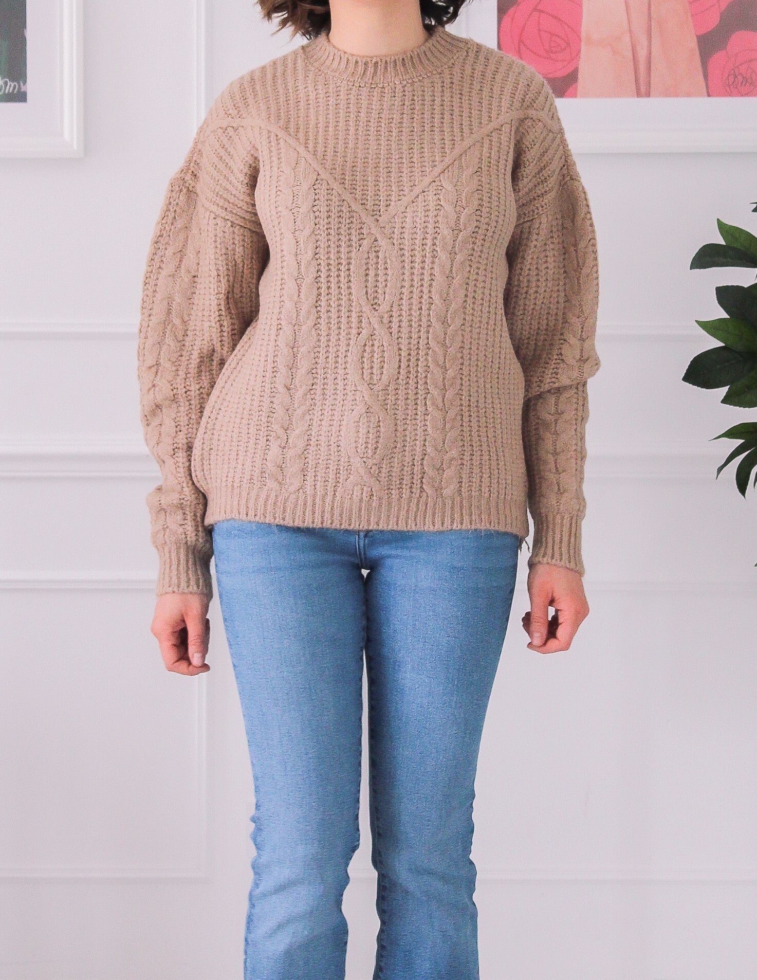 Beige knitted sweater