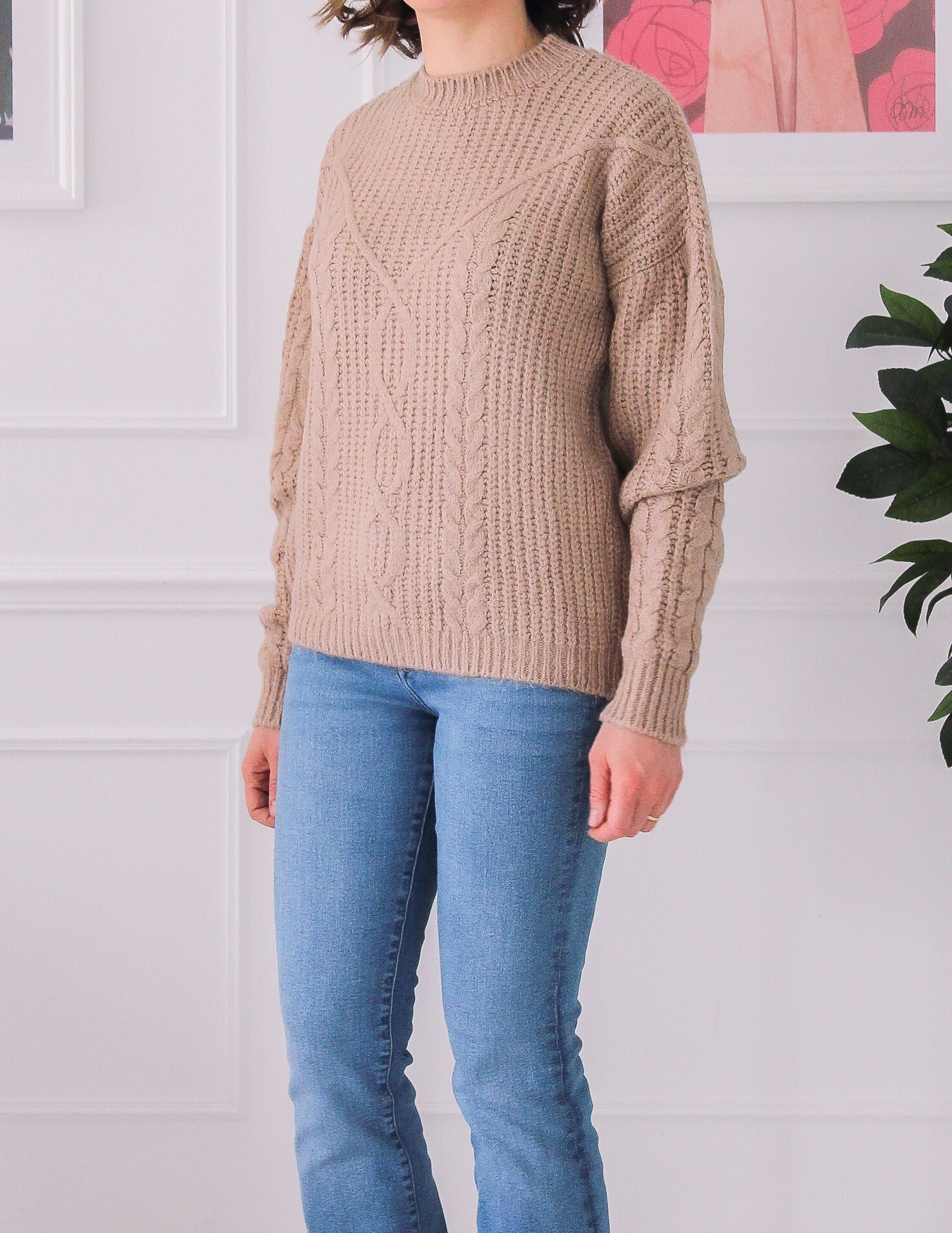 Beige knitted sweater